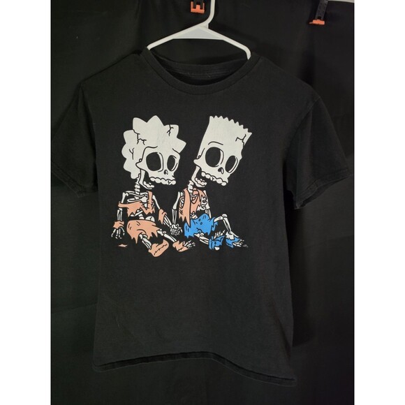 The Simpsons Other - The Simpsons Bart Lisa Skeleton Halloween Youth T-Shirt Black Size S 6-7
